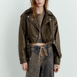 Zara 2022 leather jacket- charcoal